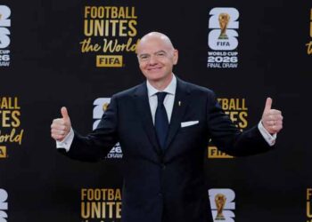 FIFA President Gianni Infantino during a football governance event following the World Cup rights controversy.