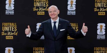 FIFA President Gianni Infantino during a football governance event following the World Cup rights controversy.