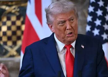 U.S. President Donald Trump speaking about US-Iran talks amid tensions over the Strait of Hormuz.