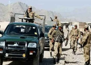 Security forces during an intelligence-based counterterrorism operation in Lakki Marwat, Khyber Pakhtunkhwa.