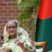 Former Bangladesh Prime Minister Sheikh Hasina during a public appearance amid renewed diplomatic tensions with India.