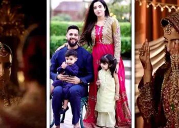 Pakistani digital influencer Sania Ashfaq wearing a red bridal outfit in her latest Instagram video.