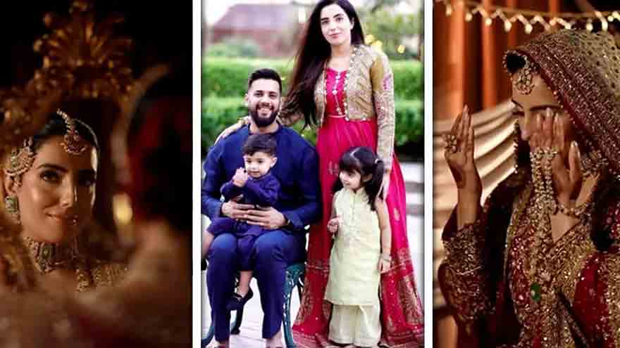 Pakistani digital influencer Sania Ashfaq wearing a red bridal outfit in her latest Instagram video.