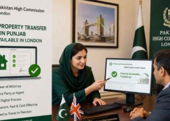 Pakistan High Commission in London offering digital property transfer services for overseas Pakistanis with properties in Punjab.