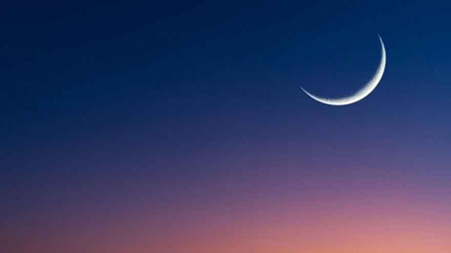 A crescent moon in the evening sky ahead of the expected beginning of Rabiul Awwal in Pakistan.