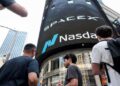 SpaceX shares trading on the stock market after the company's first earnings report as a public firm.