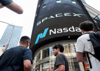 SpaceX shares trading on the stock market after the company's first earnings report as a public firm.