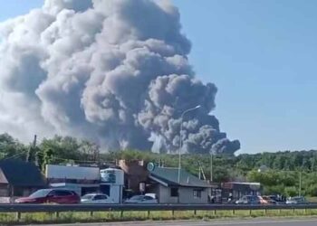 Damaged Wildberries warehouse following a drone attack in Russia.