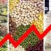 Customers purchasing vegetables and groceries at a market amid rising inflation in Pakistan.