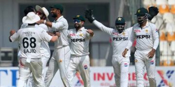 Pakistan Test cricket squad departing for England ahead of the Test series.