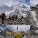 Rescue workers searching for missing climbers on Yalung Ri mountain in Nepal.