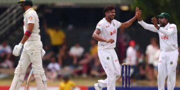 Bangladesh cricket team celebrates historic Test victory over Australia in Darwin