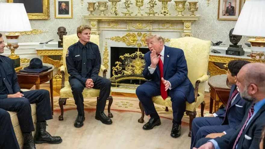 Donald Trump and CNN reporter Kristen Holmes during a tense Oval Office exchange