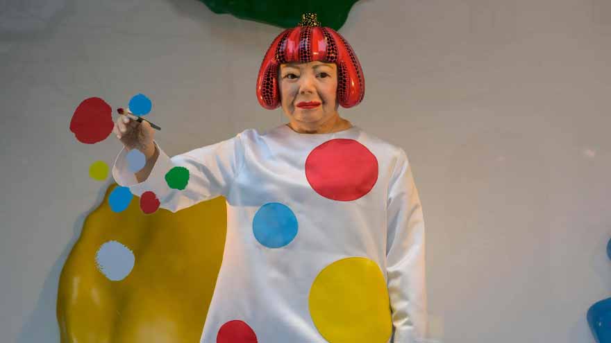 Japanese contemporary artist Yayoi Kusama known for her polka dot artworks and immersive infinity installations.