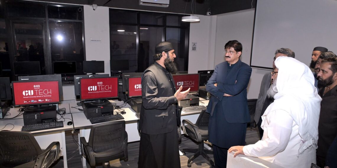 Sindh Chief Minister Murad Ali Shah visiting GU Tech and interacting with students in Karachi.