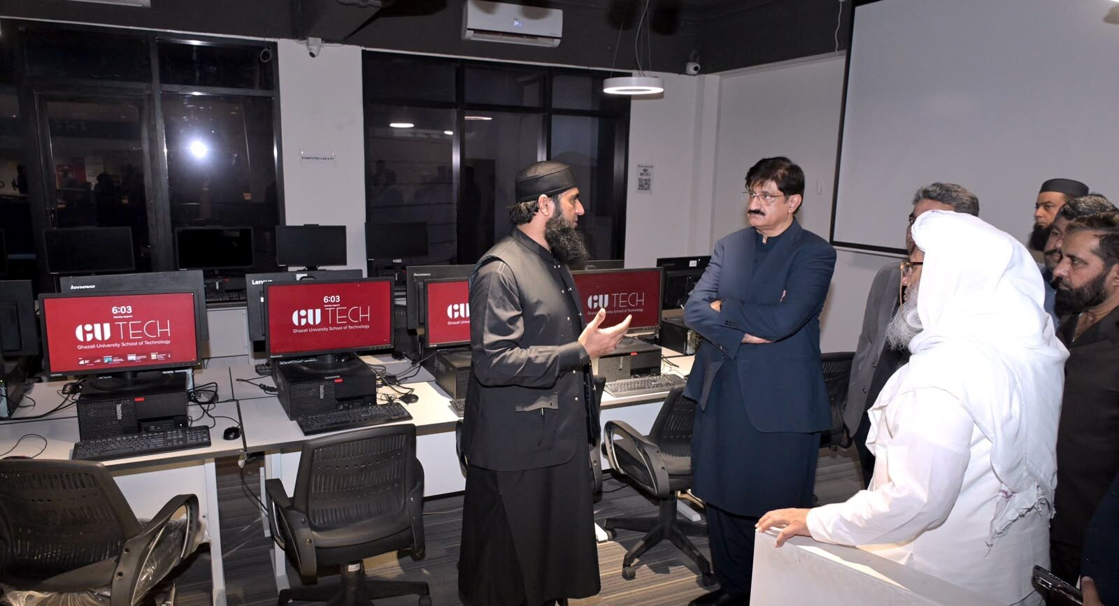 Sindh Chief Minister Murad Ali Shah visiting GU Tech and interacting with students in Karachi.