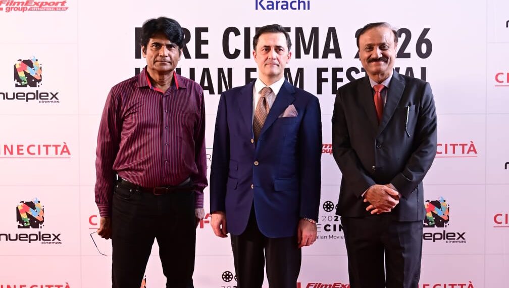 Italian Consul Fabrizio Bielli and guests attend Fare Cinema 2026 in Karachi celebrating Ettore Scola