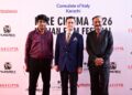 Italian Consul Fabrizio Bielli and guests attend Fare Cinema 2026 in Karachi celebrating Ettore Scola