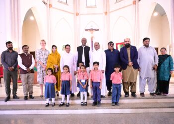 UN officials and Roma Mushtaq Matto meet church representatives during a visit to St Patrick’s Cathedral Karachi.