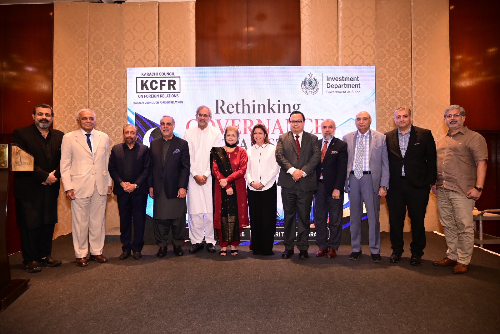 Political leaders and analysts speaking at the KCFR debate on rethinking governance in Pakistan in Karachi.