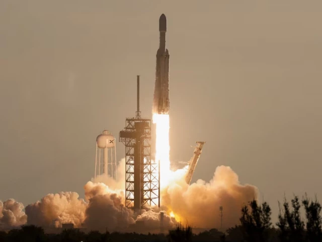NASA’s Roman Space Telescope launching aboard a SpaceX Falcon Heavy rocket from Kennedy Space Center.