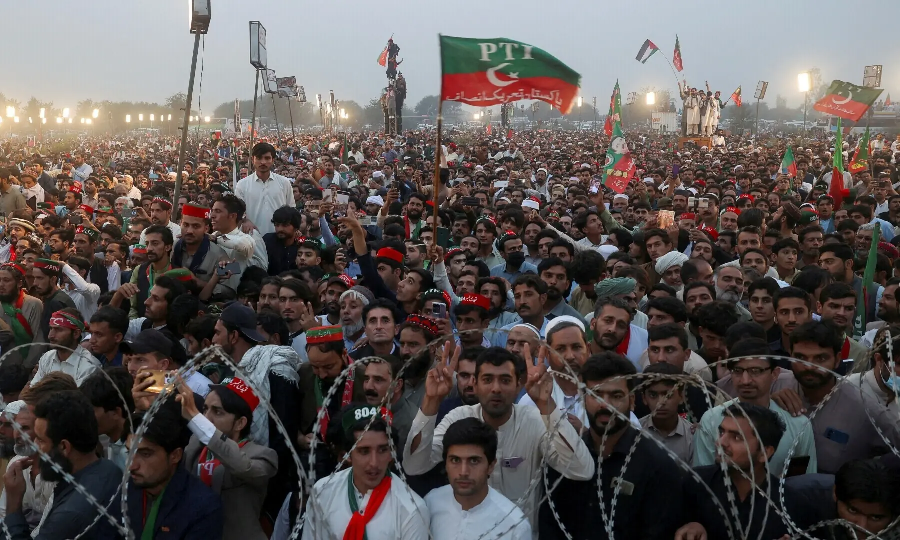 PTI workers and supporters in Pakistan amid preparations for a political protest.
