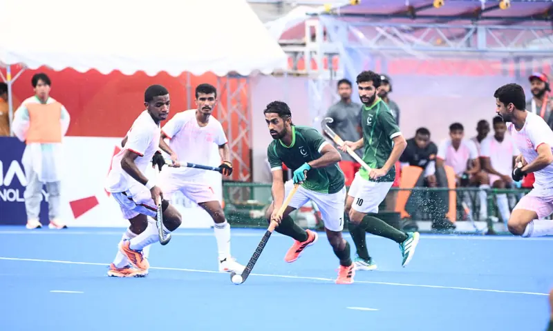 Pakistan volleyball players during their Asian Games match against Uzbekistan