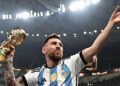Lionel Messi wearing Argentina colours during his international football career