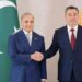 Prime Minister Shehbaz Sharif and Kyrgyz President Sadyr Zhaparov at a bilateral signing ceremony in Bishkek