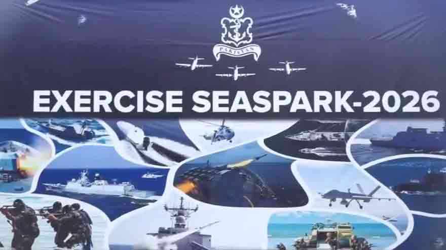 Pakistan Navy warships during Seaspark 2026 naval exercise in Karachi