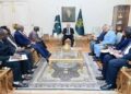 Prime Minister Shehbaz Sharif meeting UN Secretary-General candidate Olara Otunnu in Islamabad