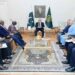 Prime Minister Shehbaz Sharif meeting UN Secretary-General candidate Olara Otunnu in Islamabad