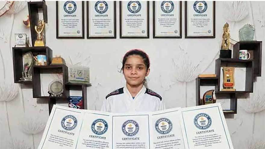 Pakistani martial arts athlete Fatima Naseem during a record-breaking performance