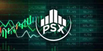 Pakistan Stock Exchange KSE-100 Index trading in Karachi.