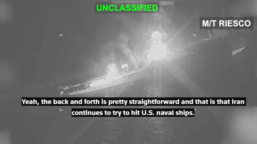 Oil tankers burning amid Iran US tensions near the Strait of Hormuz.