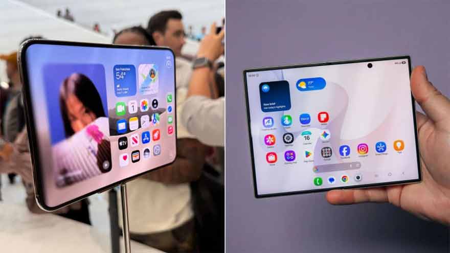 Apple iPhone Duo compared with Samsung Galaxy Z Fold 8 foldable smartphones.