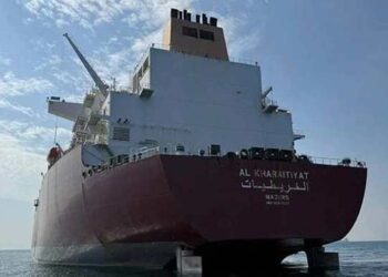 Qatari LNG carrier carrying natural gas to Pakistan through the Strait of Hormuz.