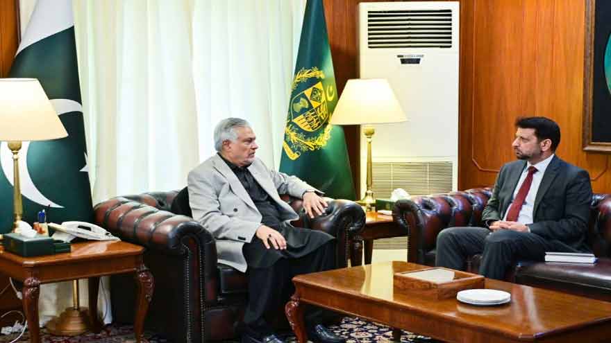 Ishaq Dar meeting Ambassador-designate Ali Asad Gilani to discuss Pakistan-China relations.