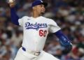 Dodgers pitcher Edgardo Henriquez during an MLB game