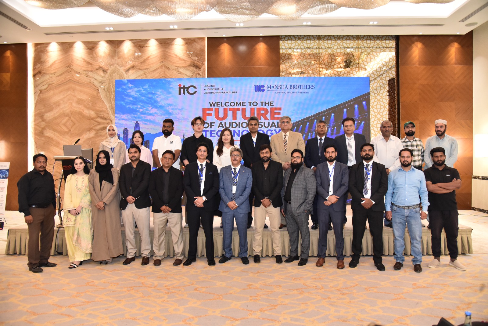 ITC and Mansha Brothers representatives showcase next-generation audiovisual, display and lighting technology in Islamabad.