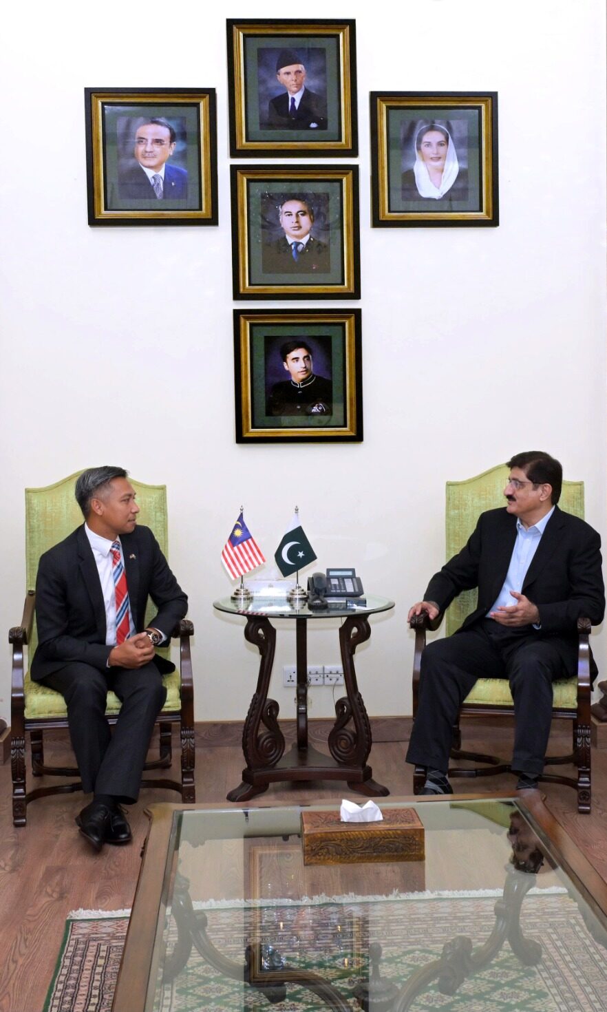 Sindh Chief Minister Syed Murad Ali Shah meeting Malaysia’s new Consul General in Karachi
