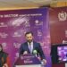 Federal Minister Syed Mustafa Kamal views locally manufactured medical devices at the SSF conference in Karachi.