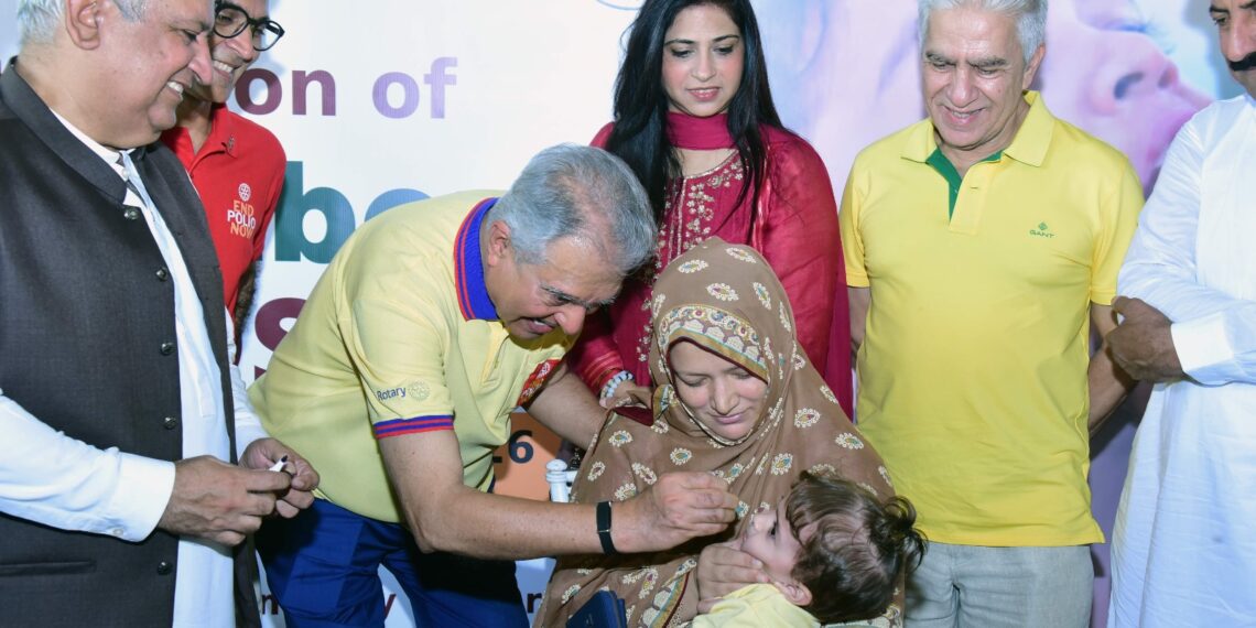Officials at the inauguration of the September polio vaccination campaign at Rotary Community Centre Karachi.