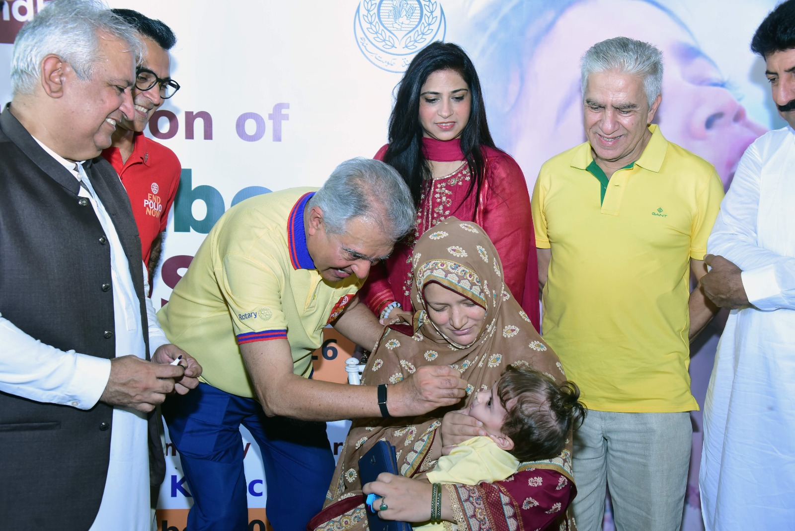 Officials at the inauguration of the September polio vaccination campaign at Rotary Community Centre Karachi.