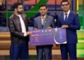 Muhammad Mahad Arif presenting limestone-based plastic alternative on HUM News Perfect Pitch
