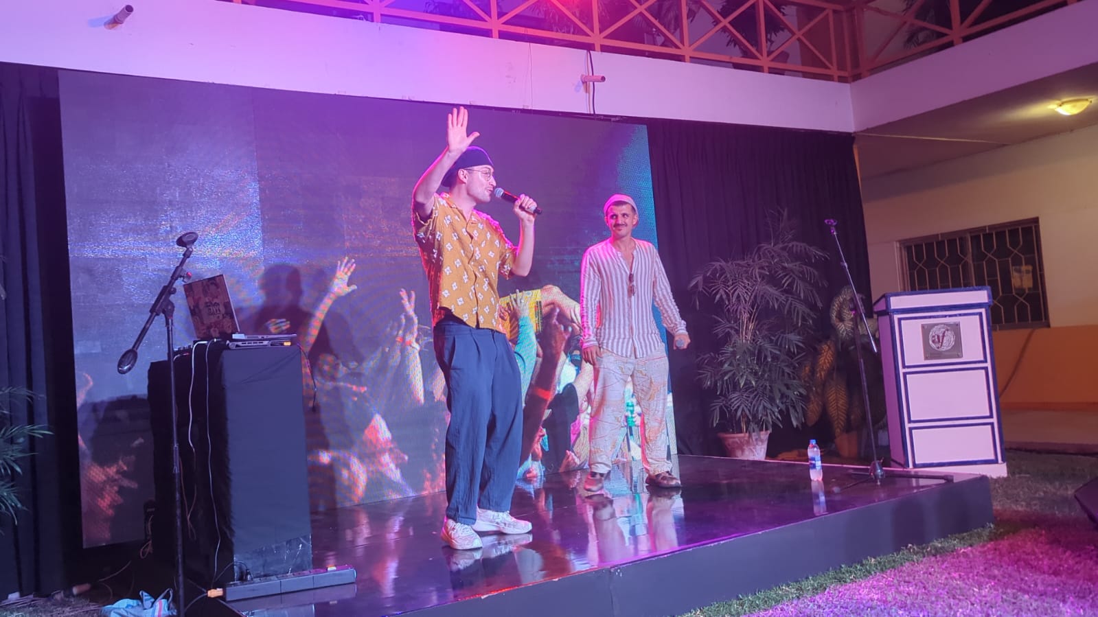 French freestyle rappers Lobo EL and Cotchei performing rap-impro in Karachi.
