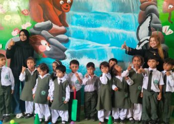 Students take part in sports and fitness activities during European Sports Day at Green School System Gulshan-e-Hadeed