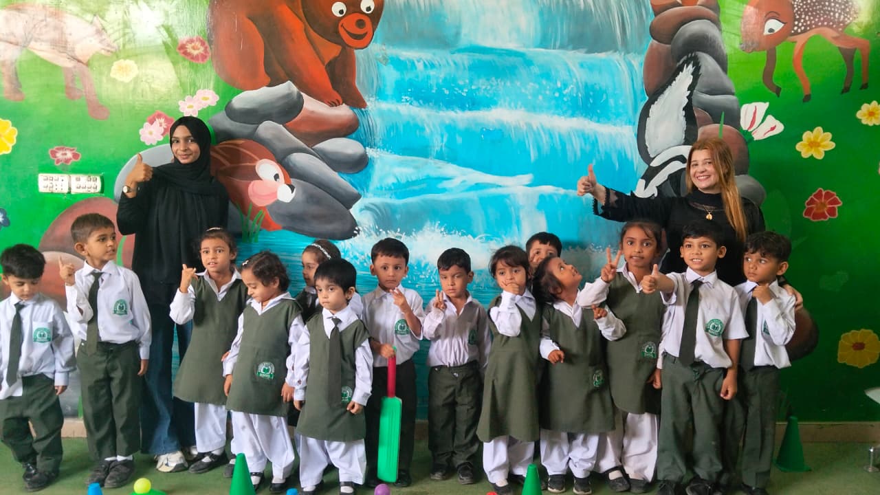 Students take part in sports and fitness activities during European Sports Day at Green School System Gulshan-e-Hadeed