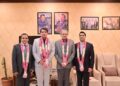 KATI President Sheikh Umer Rehan with newly elected office-bearers and Deputy Patron-in-Chief Zubair Chhaya