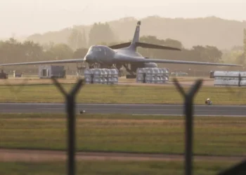 Police and emergency vehicles near RAF Fairford airbase in Gloucestershire